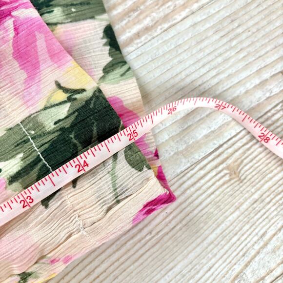 New Abercrombie Crinkle Cropped Floral Pull On Wide Leg Pant | Size XXXL Short - Picture 9 of 9